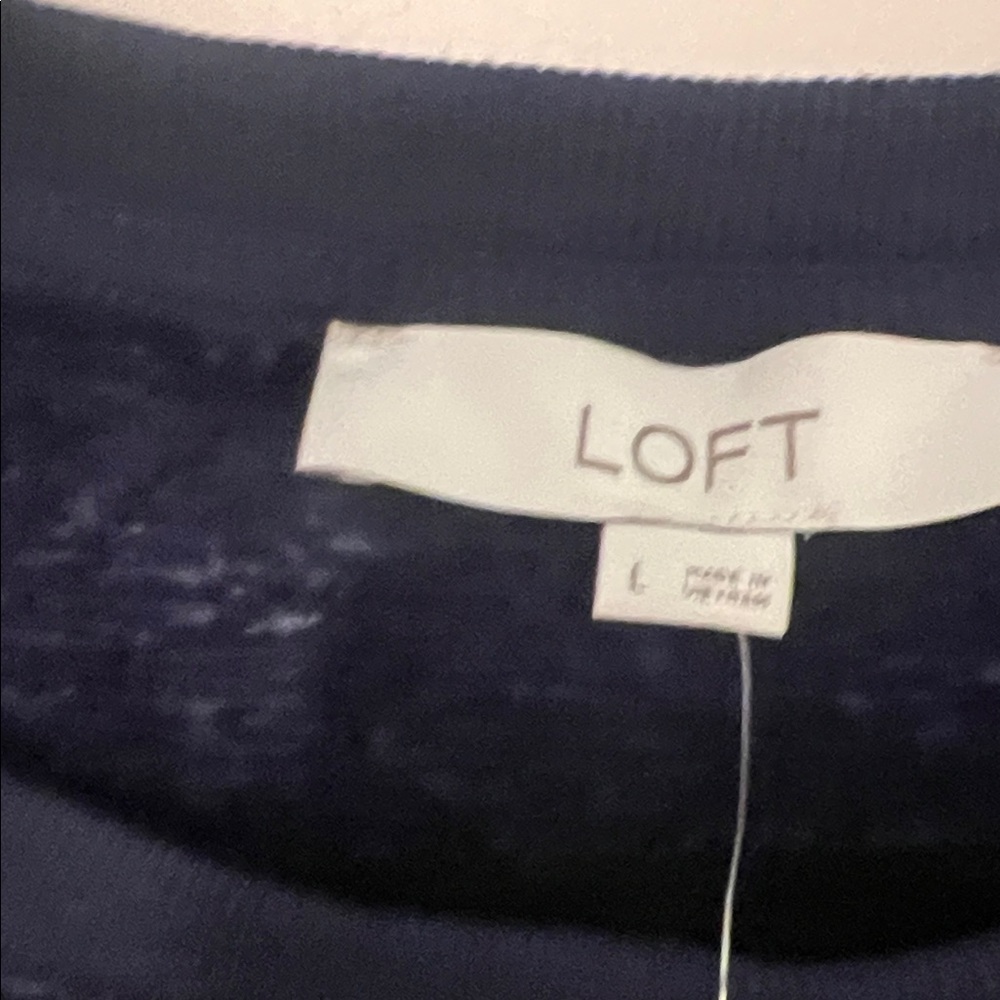 LOFT Navy and White Heart Sweatshirt - Picture 4 of 8